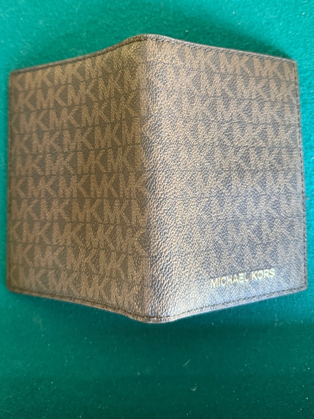 Michael Kors Brown MK Logo Card Holder with Gold Logo